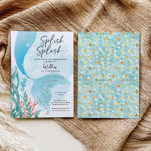 Invitation Belle Fête d'Anniversaire de Fille Sirène