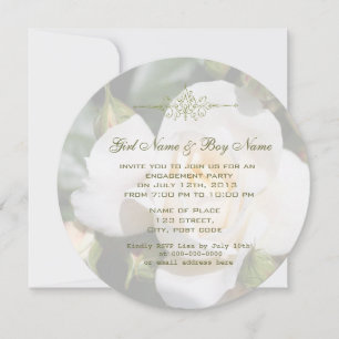 Invitation Belle fête de fiançailles de fleurs de rose blanch