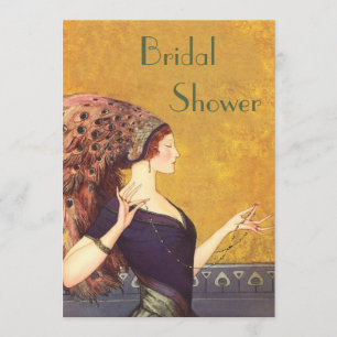 Invitation Belle Fête de la mariée d'aileron de paon d'art