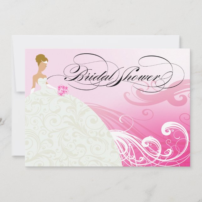 Invitation Belle Fête de l'mariée de luxe rose et blanc (Devant)