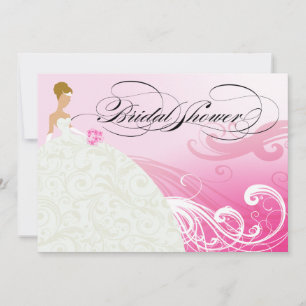 Invitation Belle Fête de l'mariée de luxe rose et blanc