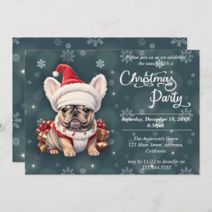 Invitation Belle fête de Noël du Casquette de Bulldog françai