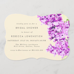 Invitation Belle Fête des mariées d'aquarelle florale Lilac
