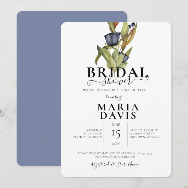 Invitation Belle Fête des mariées d'illustration de Bouquet B (Devant / Derrière)