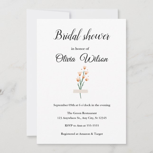 Invitation Belle Fête des mariées Fleur sauvage couleur rose (Devant)