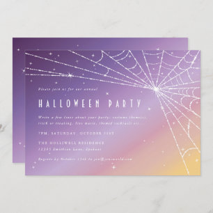 Invitation Belle fête d'Halloween Sparkling Spider Web