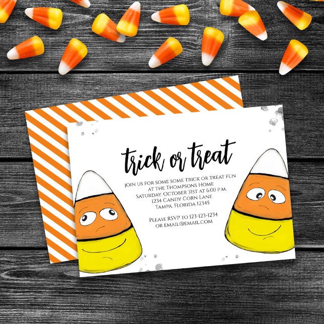 Invitation Belle fête d'Halloween Trick ou traitement (Trick or Treat Halloween custom invitation)