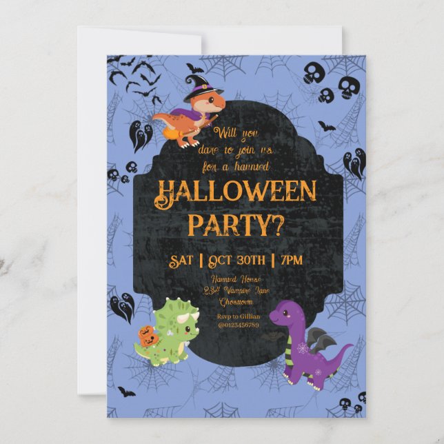 Invitation Belle fête Halloween Dino 2 (Devant)