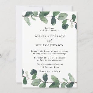 Invitation Belle Feuille verte Élégante Mariage de printemps