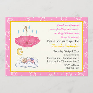 Invitation Belle fille endormie saupoudrer rose et jaune