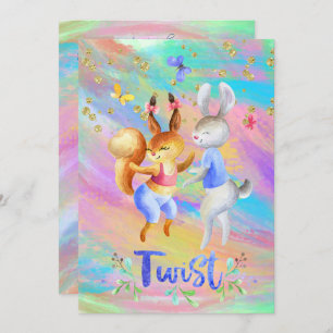 Invitation Belle Fille Forêt Animaux Danse Salle De Bal