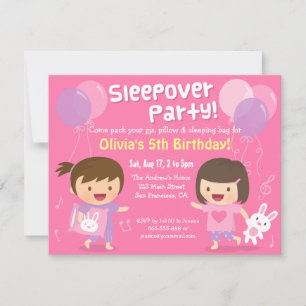 Invitation Belle Filles Dormir Pend Fête Anniversaire