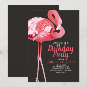 Invitation Belle Flamant rose Tropical Anniversaire Invitatio
