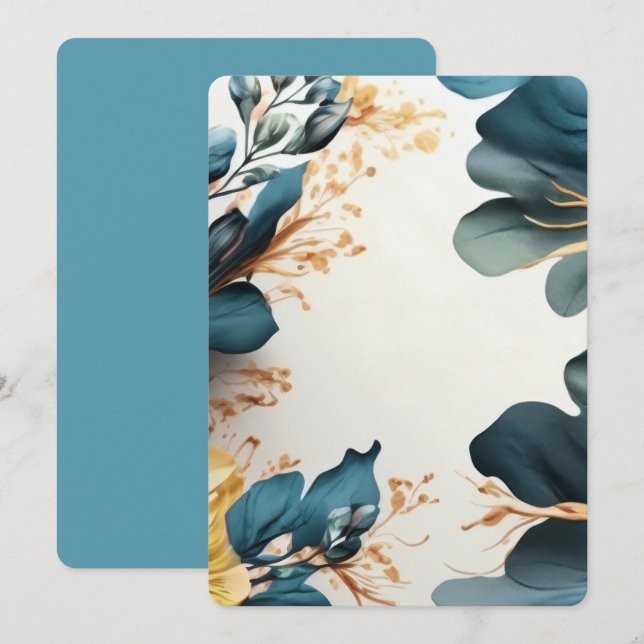 Invitation Belle fleur aquarelle (Devant / Derrière)