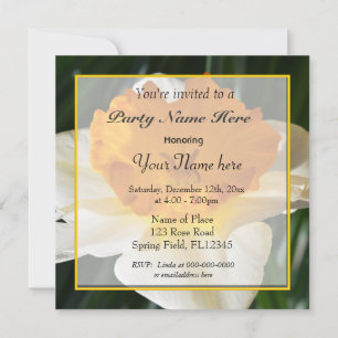 Invitation belle fleur de narcisse jaune et or toutes les par