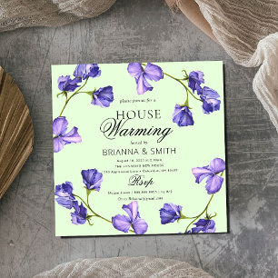 Invitation Belle Fleur Violette pour la Crémonie de Chauffage