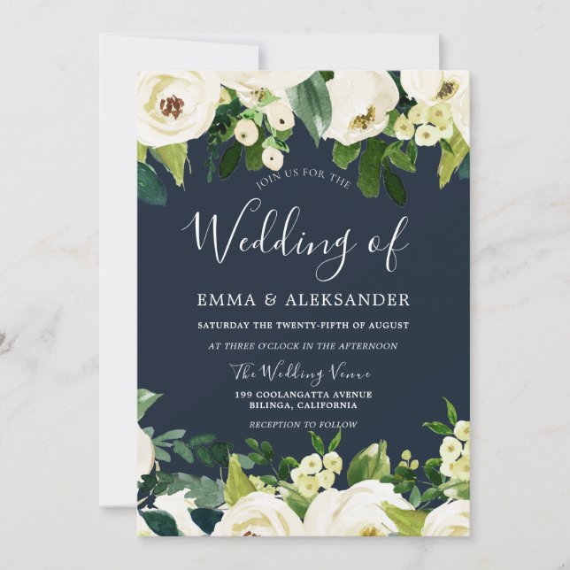Invitation Belle Fleurs Blanches Mariage de printemps (Devant)