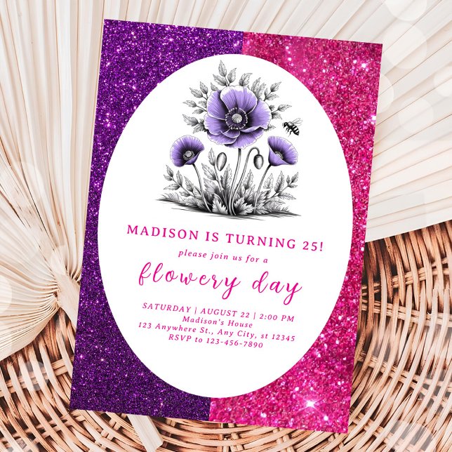 Invitation Belle fleurs violettes anniversaire (Créateur téléchargé)