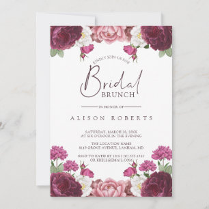 Invitation Belle Floral Bourgogne Bridesmaids Brunch