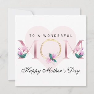 Invitation Belle florale rose Fête des mères personnalisées