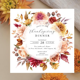Invitation Belle FloraWreath Thanksgiving automne