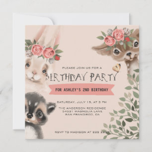 Invitation Belle Forêt Animale Anniversaire