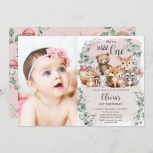 Invitation Belle forêt Animaux Sauvages Un 1er anniversaire P