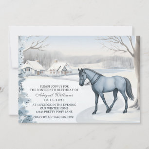 Invitation Belle forêt d'hiver Snowy White Horse Anniversaire
