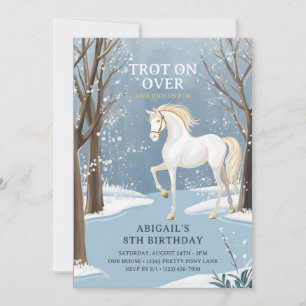 Invitation Belle forêt d'hiver Snowy White Horse Anniversaire