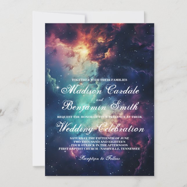 Invitation Belle Galaxy Celestial Sous les étoiles Mariage (Devant)