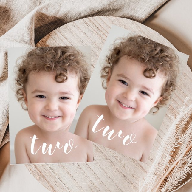 Invitation Belle Garçon FILLE 2e anniversaire fête Script pho (Créateur téléchargé)