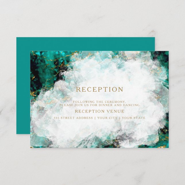 Invitation Belle Géode Turquoise et Crystal (Devant / Derrière)