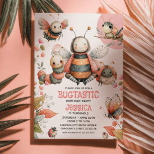 Invitation Belle Insecte BOGTASTIQUE Aquarelle Enfants Annive