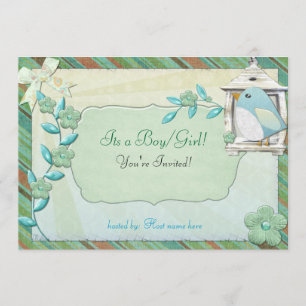 Invitation Belle journée Bird House BABY SHOWER ANNIVERSAIRE