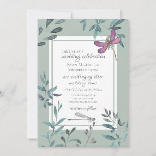 Invitation Belle libellule et jardin Mariage de verdure