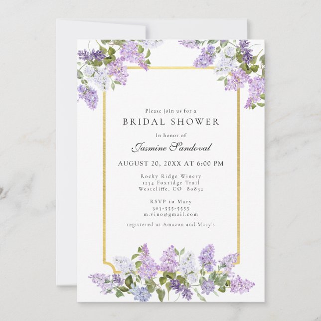 Invitation Belle Lilac Floral Brasserie de douche nuptiale In (Devant)
