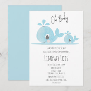 Invitation Belle Maman Baleine Bébé Baleine Baby Shower