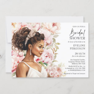 Invitation Belle mariée afro-américaine copine blush