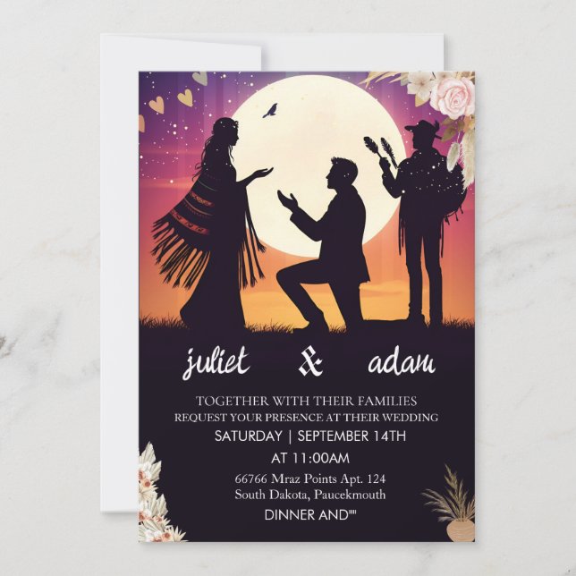 Invitation Belle mariée boho rustique moderne Twilight Mariag (Devant)