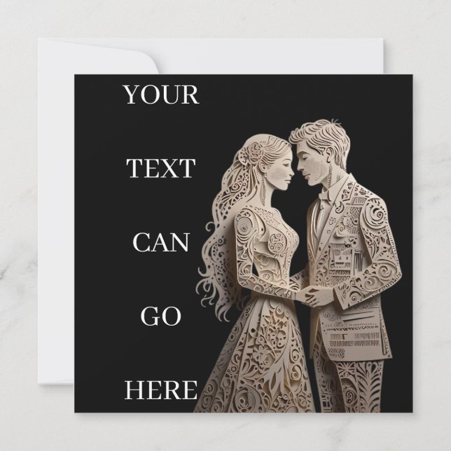 Invitation Belle mariée et marié debout au bord de la mer (Dos)