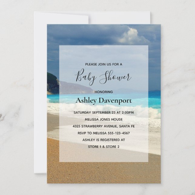 Invitation Belle Mer Turquoise Photo Baby Shower Tropical (Devant)