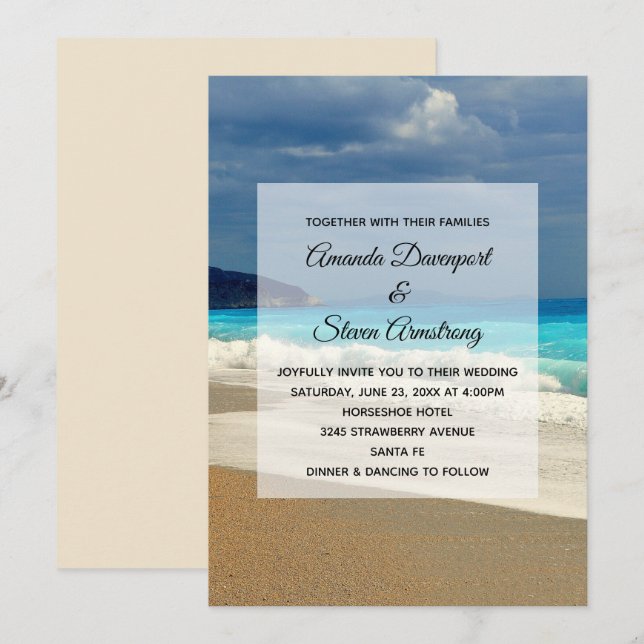 Invitation Belle mer turquoise Photo de mariage tropicale (Devant / Derrière)