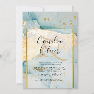 Invitation Belle Mer Verre Gold Mariage Inviter Turquoise