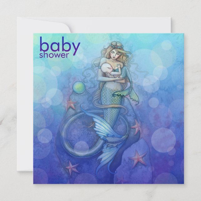 Invitation Belle Mère et Bébé Sirène Baby Shower (Devant)