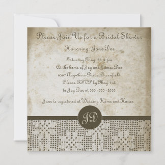 Invitation Belle Monogramme Antique Papier Crochet Dentelle