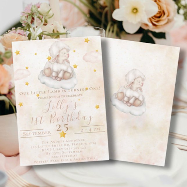 Invitation Belle Mouton épais poussière de nuage épais étoile (Créateur téléchargé)