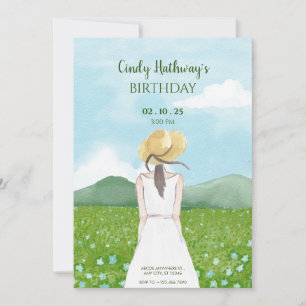 Invitation Belle nature paysage printemps fille anniversaire