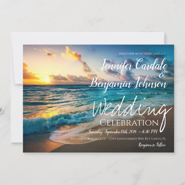 Invitation Belle Ocean Waves Summer Beach Mariage (Devant)