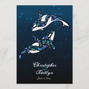 Invitation Belle Orca Whales Beach Mariage