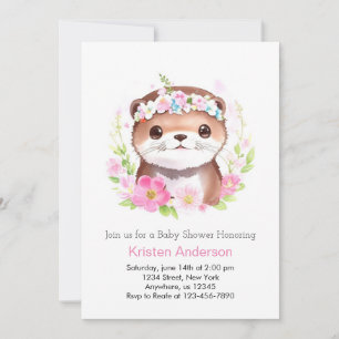 Invitation Belle Otter Rêves dans le Baby shower rose fille